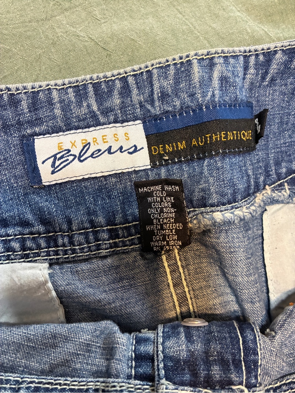 Vintage Express Bleus Button Fly Zip Pocket Denim Skirt Size 9/10 - Picture 10 of 13